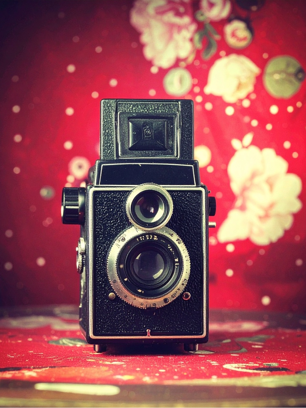 Retro Twin-Lens Camera Art Print in Black